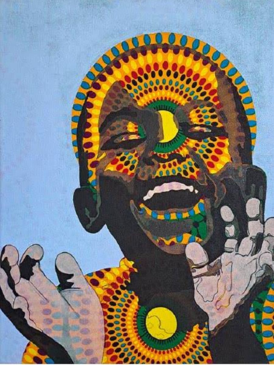 My Inner Child, 2022 by Garfield Morgan  Image: Garfield Morgan
My Inner Child, 2022
African wax fabric, Arcylic on canvas
12x 16
