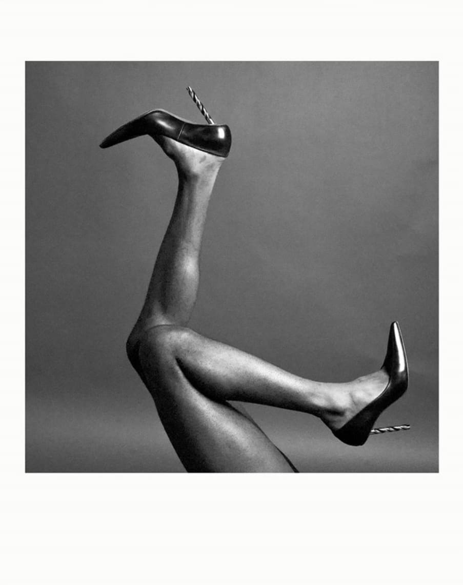 Ajamu, Power Drill Heels, 2021 by Ajamu X  Image: Ajamu, Power Drill Heels, 2021
Edition of 30 +5 AP
Signed by the artist (verso)
Numbered, and certified with stamp (verso)
Paper size: 10 x 8 inches
Image size: 7 x 7 inches
Fibre silver gelatin print
