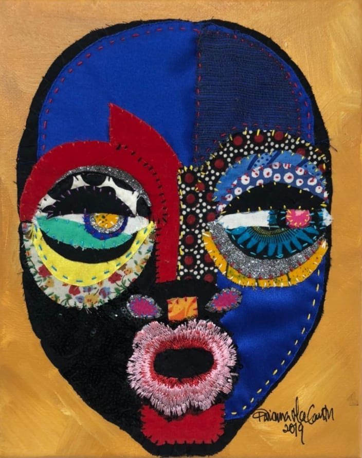 Mask, by Brianna McCarthy  Image: Brianna McCarthy 
8 “ x 10 “
Mixed media on canvas 
