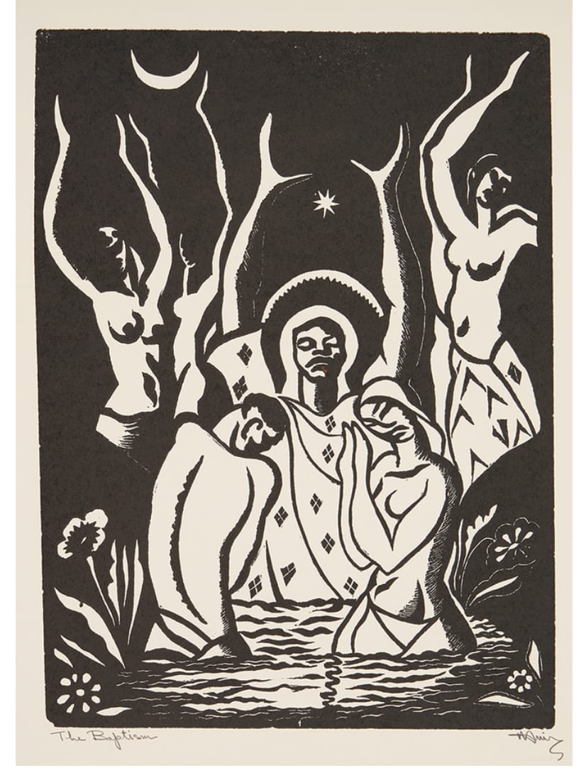 The Baptism by Albert Huie  Image: The Baptism
Albert Huie
linoleum cut print 
8x10
1950s