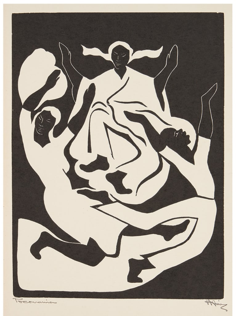 Pocomania by Albert Huie  Image: Pocomania
Albert Huie
7x9
Llinoleum cut print 
1950