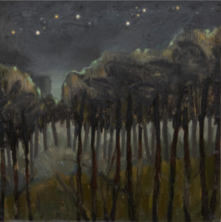‘Blue Notes', Study, 2021 by Roberta Stoddart  Image: 
‘Blue Notes', Study, 
Roberta, Stoddart,
2021,
Oil on primed hardboard, mounted on stretcher bar
8 x 8 inches