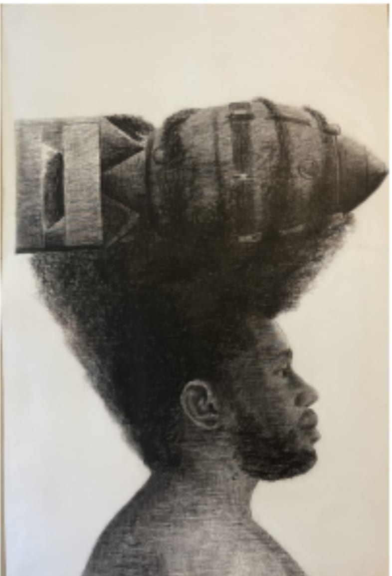‘The Sovereignty of Blackness’ #1, 2019 by T’waunii Sinclair  Image: ‘The Sovereignty of Blackness’ #1, 
T’waunii Sinclair, 
Charcoal on linen paper
2019, 