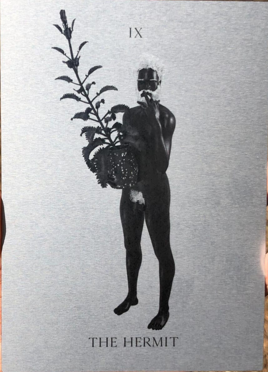 The Hermit, The Dark Transcender Tarot Deck, 2020 (Digital print on aluminium, 5in. x 7in.)  9/20 by Rodell Warner  Image: The Hermit, The Dark Transcender Tarot Deck, 2020 
(Digital print on aluminium, 5in. x 7in.)  
Edition 9/20
