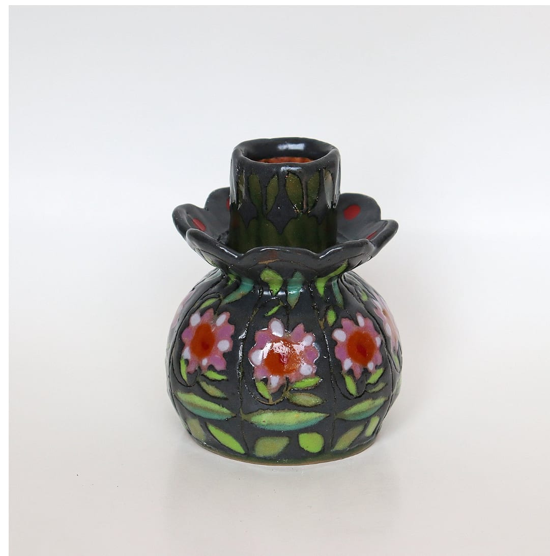 flourishing globe candle holder 02 by Marissa Y. Alexander  Image: one-of-a-kind candle holder
made from handbuilt stoneware and various glazes