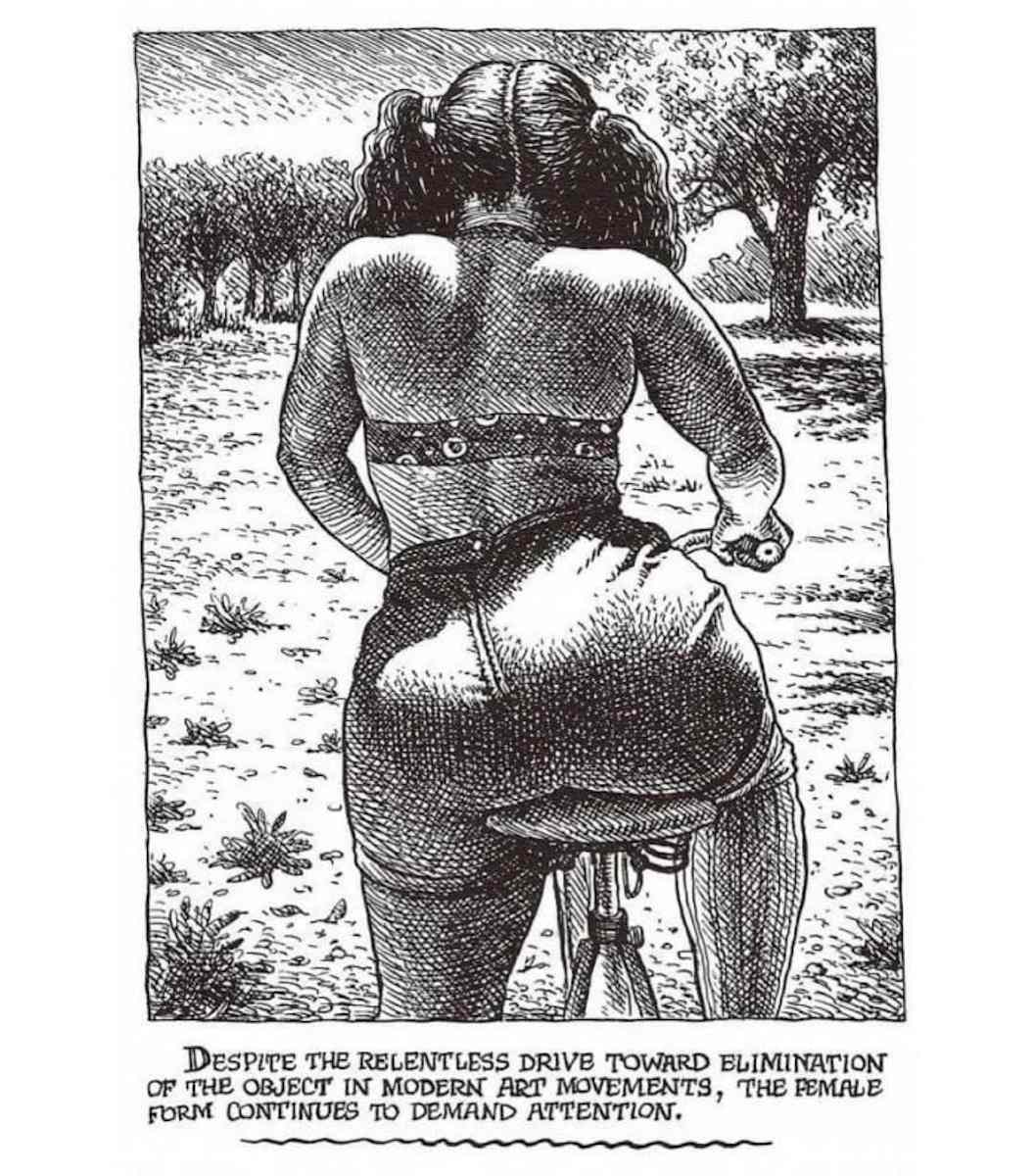 Untitled (Despite the relentless drive toward elimination of the object in modern art movements, the female form continues to demand attention) by Robert Crumb 