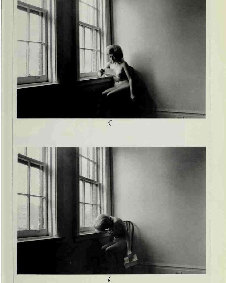 The woman is hurt by a letter by Duane Michals, Image 1.