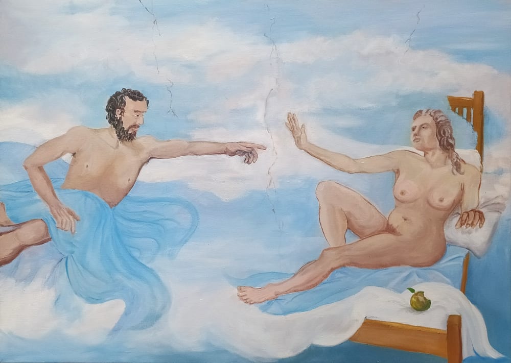 The Rejection of Adam by Richard Lyons  Image: (with apologies to Michaelangelo)