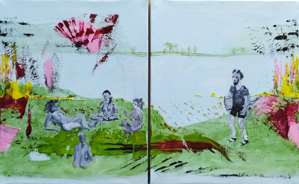 Irréalite Sur l'Herbe  ( reversible diptych) by Richard Lyons  Image: "irrealidade na grama" díptico reversível, ordem A