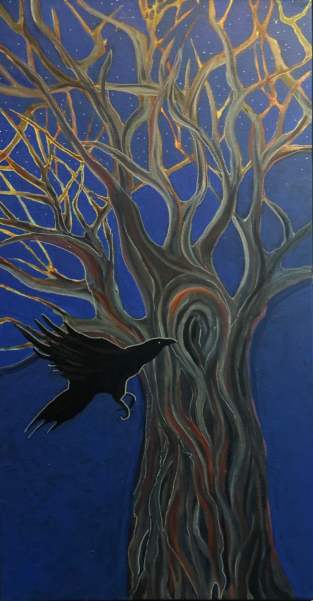 Raven Tree by Valerie Hodgson  Image: magical tree with raven