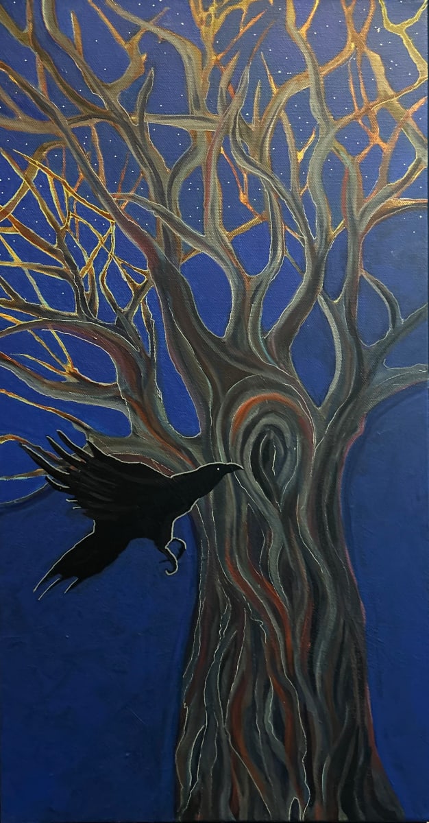 Raven Tree by Valerie Hodgson  Image: magical tree with raven