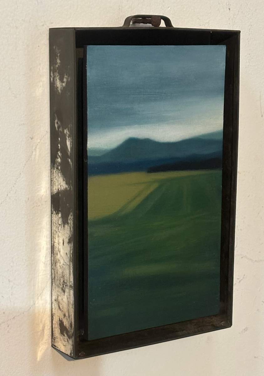 Metal Tray/ Valley Fields by Christie Scheele 