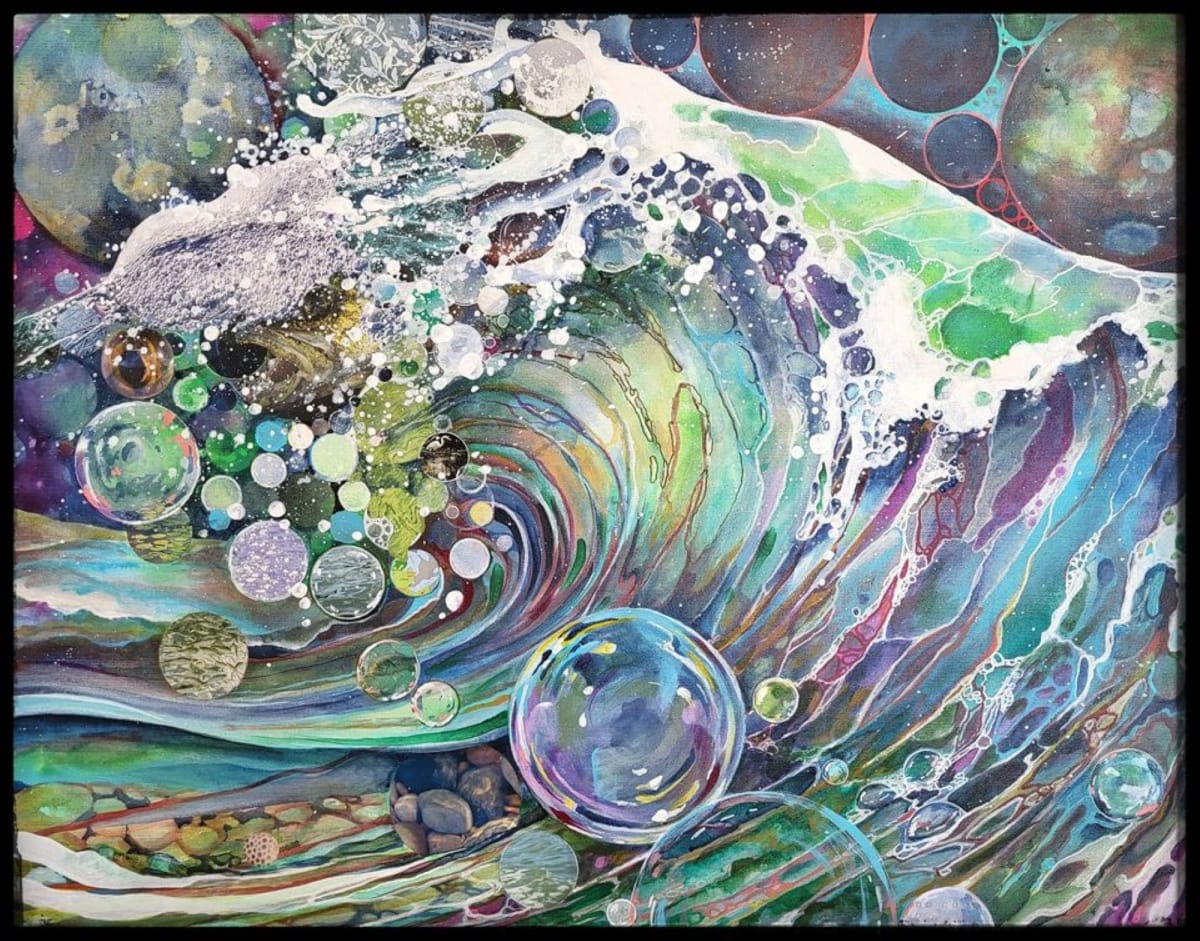 Sometimes She's Angry by Debra Sue Solecki  Image: Mixed Media Painting on canvas in a natural wood frame