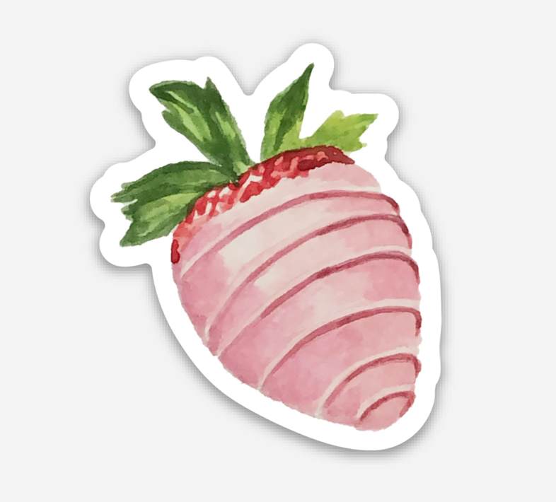 Pink Chocolate Strawberry Sticker by Julia Wolinsky 
