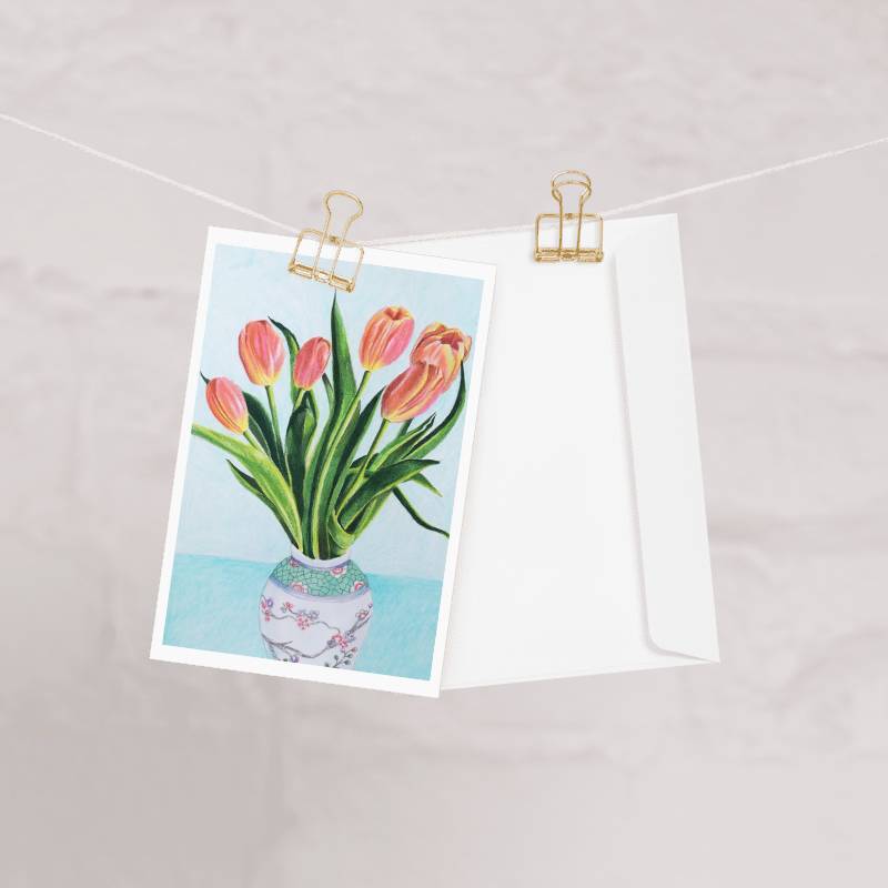 Tulips Greeting Card by Julia Wolinsky 