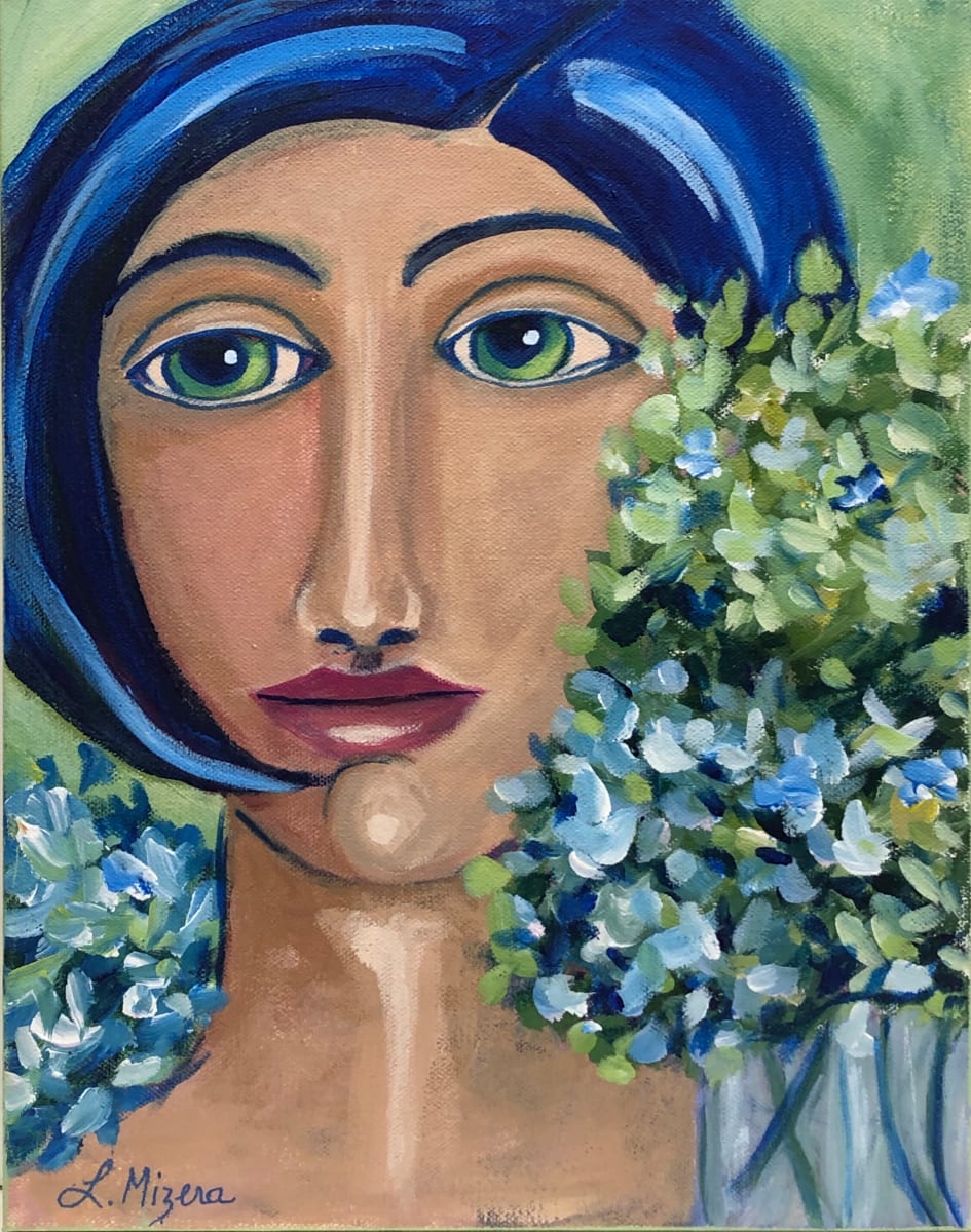 Girl With Hydrangeas by Lynne Mizera 