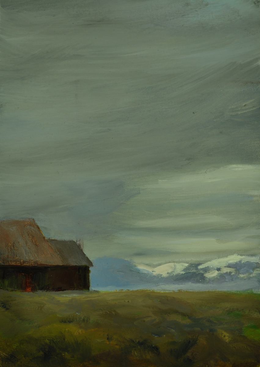 Barn and Peaks by Rosie Brouse Fine Art 