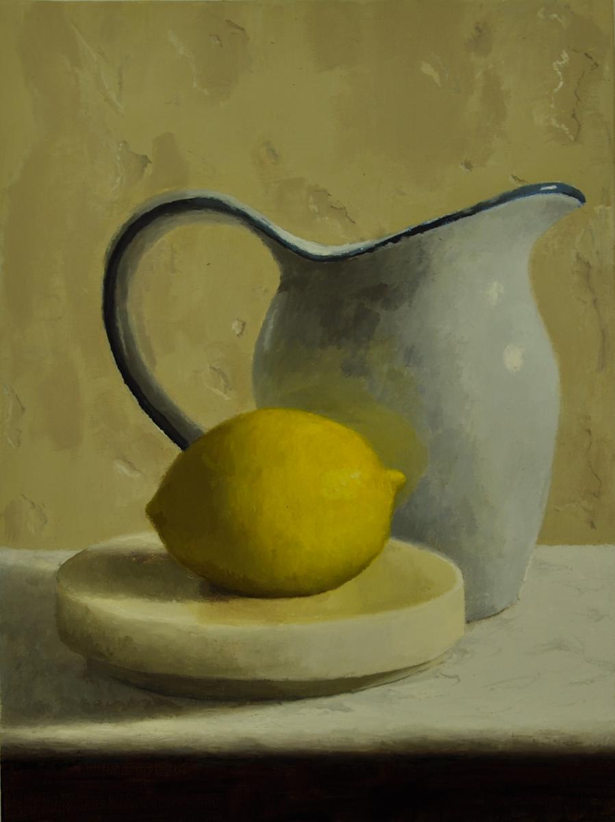 Pitcher and Lemon on Marble by Rosie Brouse Fine Art, Image 1.