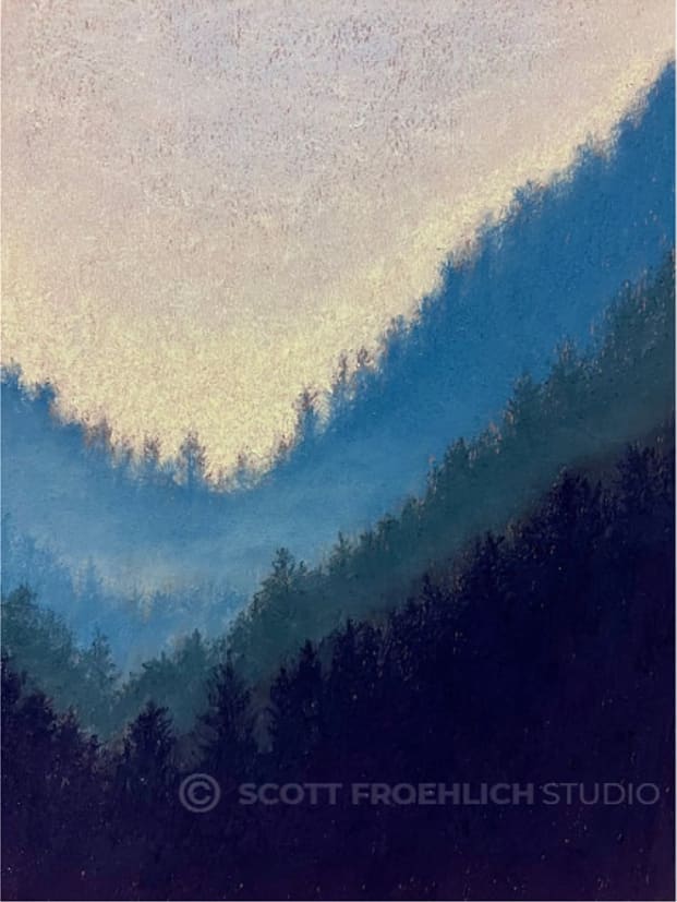 Divide by Scott Froehlich  Image: Painting. Mountain. Ridges. Fog. Clouds. Mist.