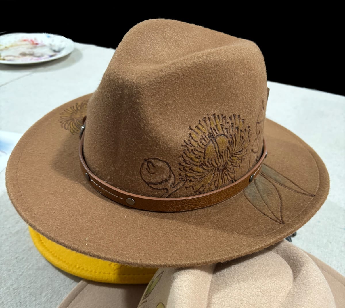Gum Flower Burnt Hat, Brown by Polla Posavec 