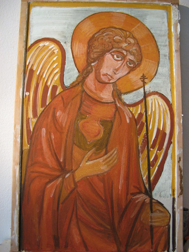 Fresco 'Angel' - Andrei Rublev (2008) by Maryleen Schiltkamp  Image: during fresco course 