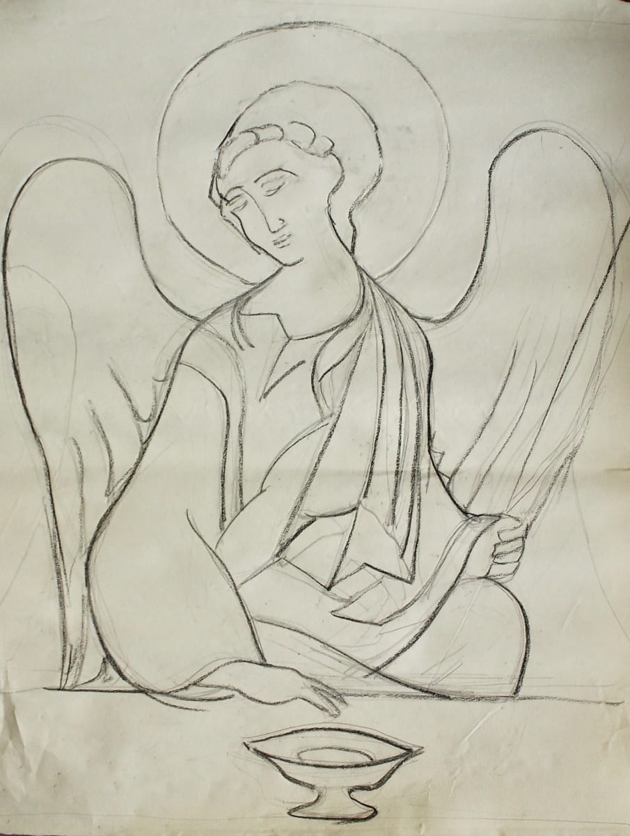 Angel  with cup - Rublev Trinity (2008) by Maryleen Schiltkamp  Image: drawing for fresco course