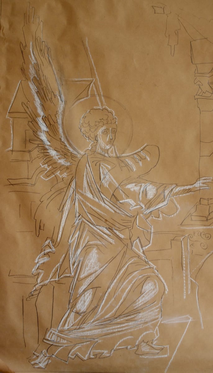 Annunciation Angel (2008) by Maryleen Schiltkamp  Image: drawing as a preparation for a fresco painting