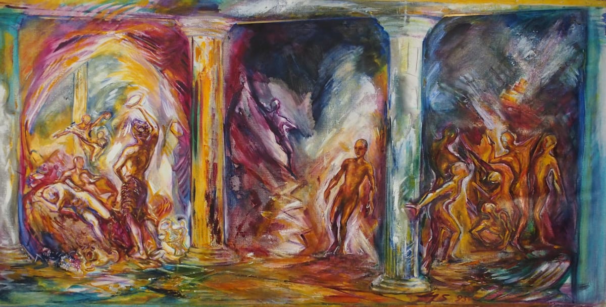 Stoa Poikilè by Maryleen Schiltkamp  Image: Triptych with 3 scenes between columns