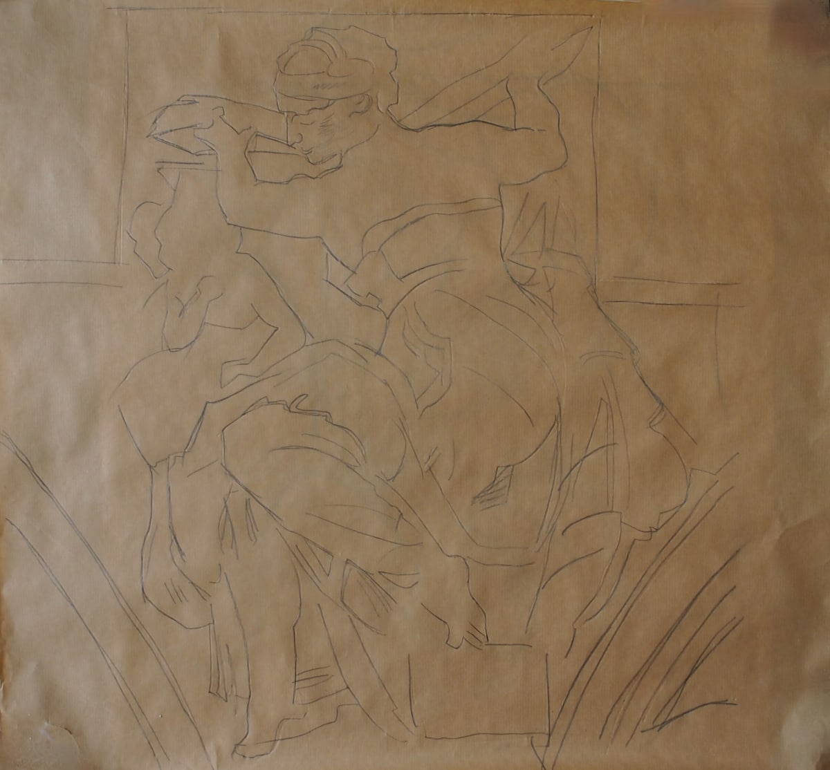 Lybian Sybil - drawing for fresco (2008) by Maryleen Schiltkamp  Image: drawing as a preparation for fresco painting