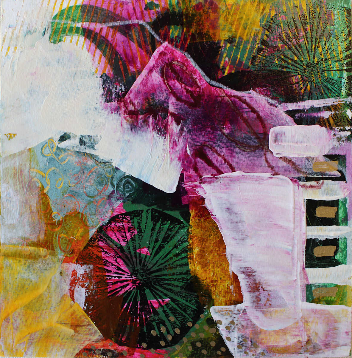 "Black Coffee" by Erin Mullis  Image: 8x8 Mixed Media work on paper mounted on birch panel