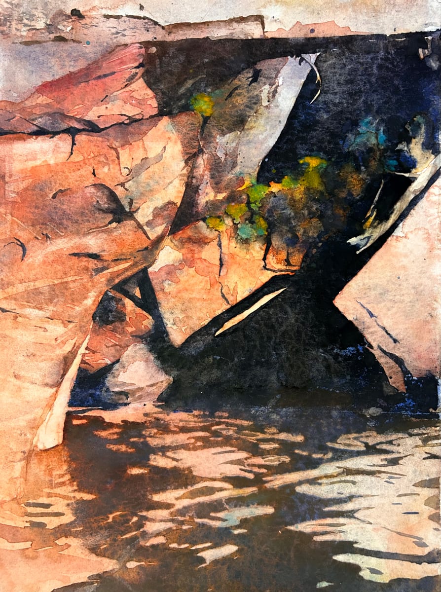 Hermit Island Reflections by Dale Whittaker  Image: Hermit Island is one of the Apostle Islands that was mined for its brownstone.  Now protected as a national park, nature regains its place and the sounds of people are replaced with the gurgles and splashes of water.