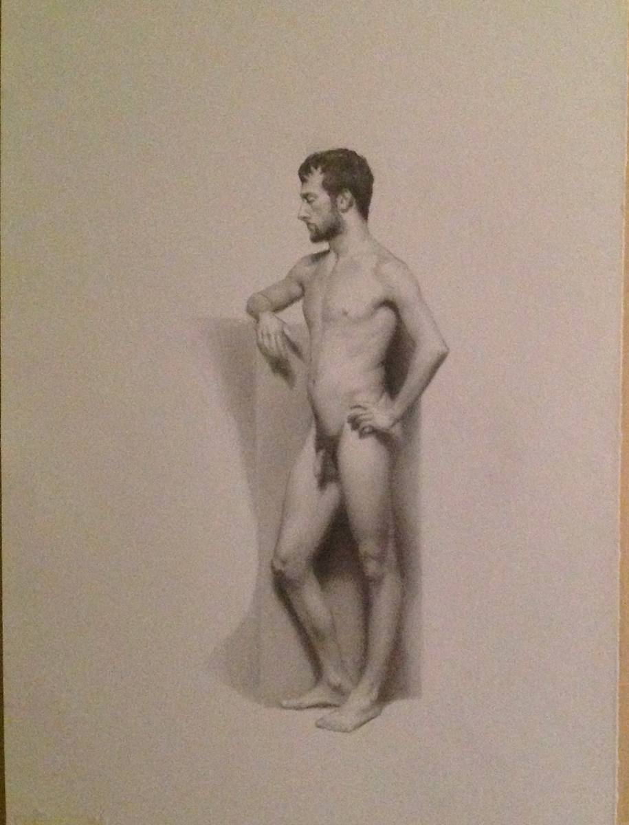 Figure Drawing -Male Modella by Louise O  Image: Graphite Figure Drawing 
Live Model 
