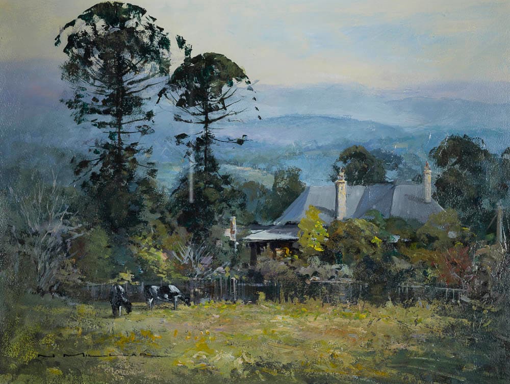 Bunya Pines, Gresford by Noeline MILLAR  Image: Noeline Millar, Bunya Pines Gresford, Singleton Civic Art Collection
