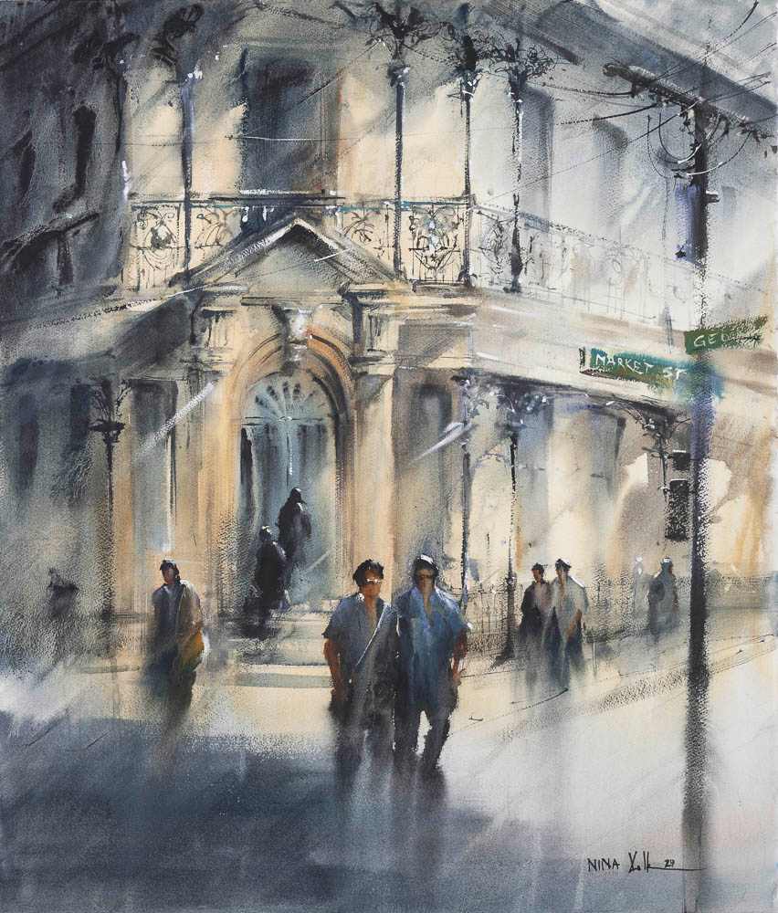 Golden Light (Market & George Street) by Nina VOLK  Image: Nina Volk, Golden Light (Market & George Street) 2024, Singleton Civic Art Collection