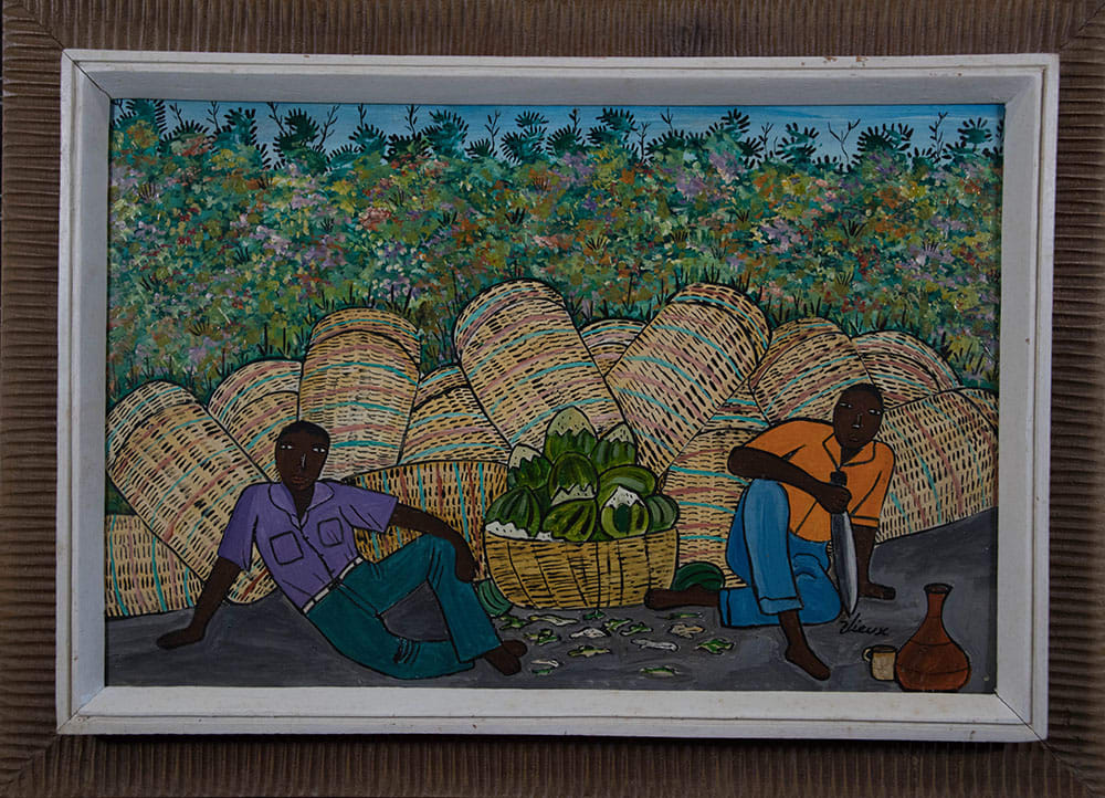 Two Men With Long Baskets by Philippe Vieux 