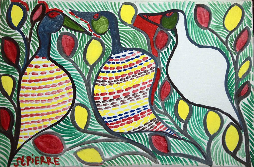 Three Birds on a Green Background by St.Pierre Toussaint 