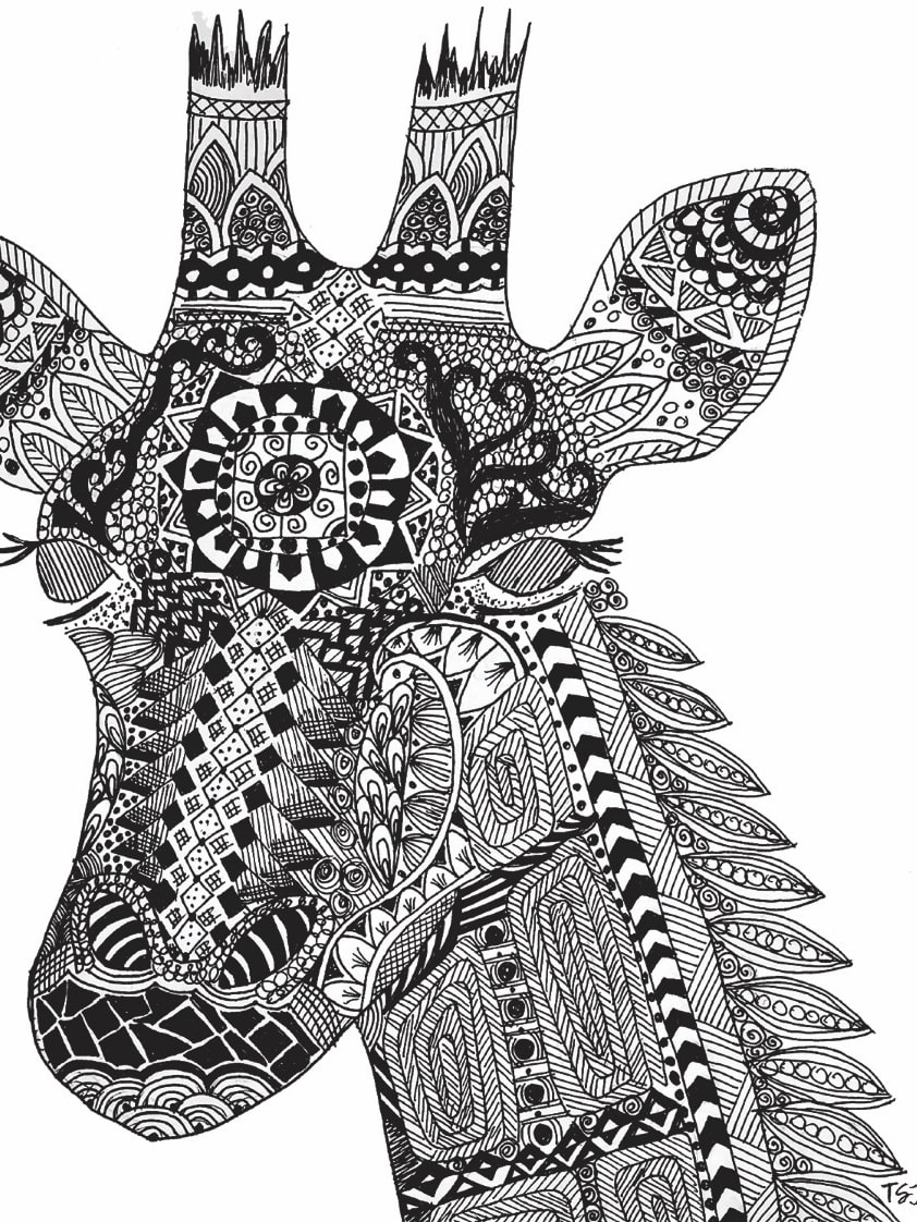 Giraffe by Rising Moon Studio  Image: Taylor created this original piece with ink pens drawn on archival paper. She then framed the piece in a matted frame. Price includes framing. Artwork is signed and ready to hang.