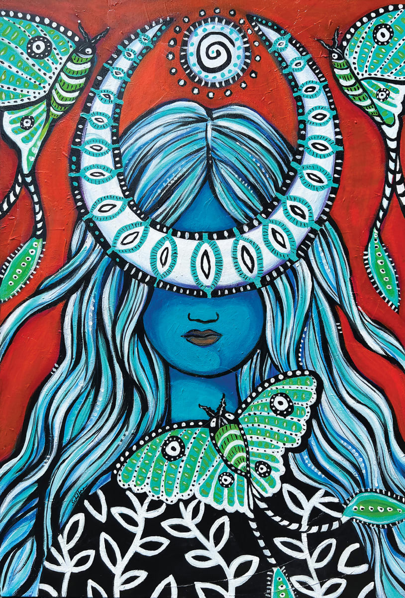 Lunar Moth by Rising Moon Studio  Image: Original Painting by Theresa Schiffer. Acrylic on canvas. Artwork is signed and ready to hang.