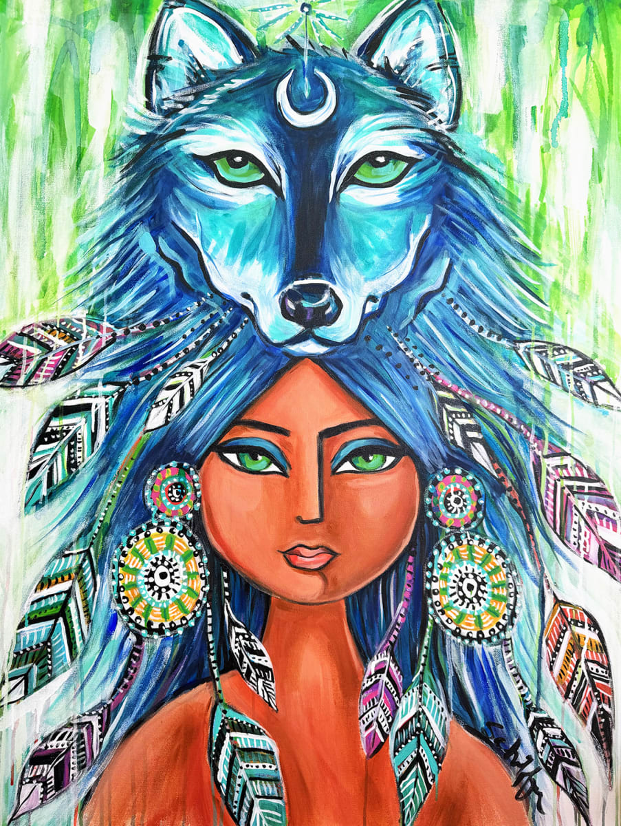 Moonlit Guardian by Rising Moon Studio  Image: Original Painting by Theresa Schiffer. Acrylic on canvas. Artwork is signed and ready to hang.