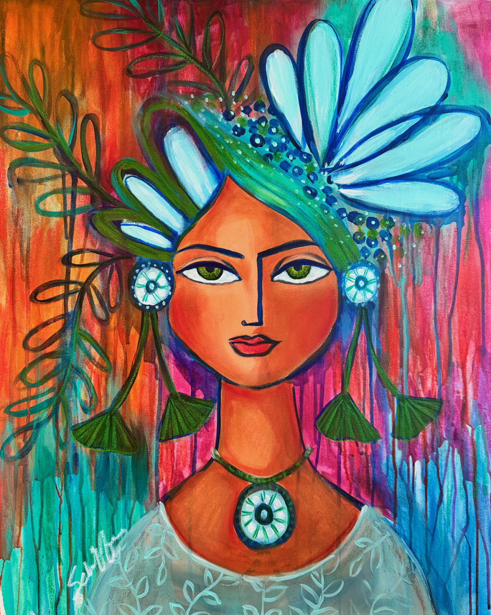 Ethereal Blossom by Rising Moon Studio  Image: Original Painting by Theresa Schiffer. Mixed media on canvas. Artwork is signed and ready to hang.