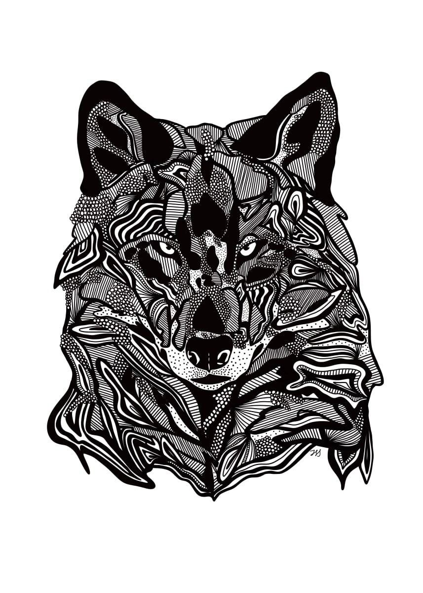 Alpha by Rising Moon Studio  Image: Original drawing by Taylor Schiffer-Jander. Acrylic pen on Legion Stonehenge white 250gsm paper, mounted to cradle board, sealed, varnished then framed. Artwork is signed and ready to hang.