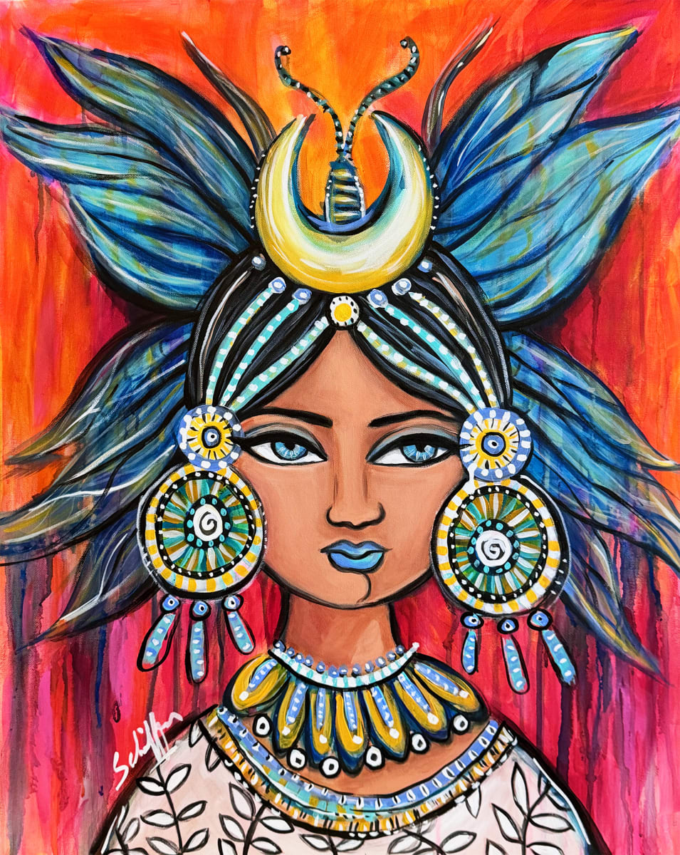 Moonlit Metamorphosis by Rising Moon Studio  Image: Original Painting by Theresa Schiffer. Acrylic on canvas. Artwork is signed and ready to hang.