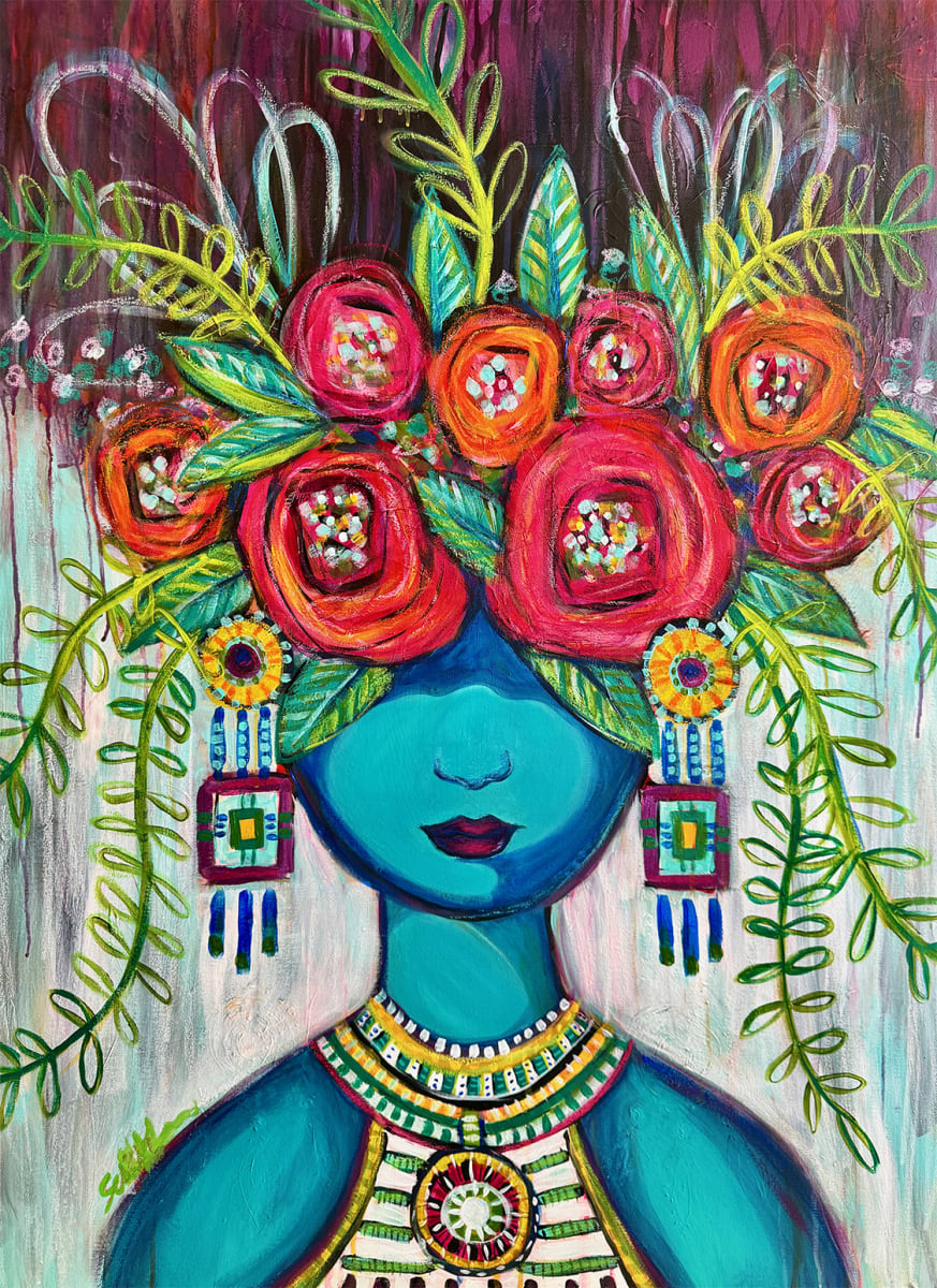 Azure Muse by Rising Moon Studio  Image: Original Painting by Theresa Schiffer. Mixed media on canvas. Artwork is signed and ready to hang.