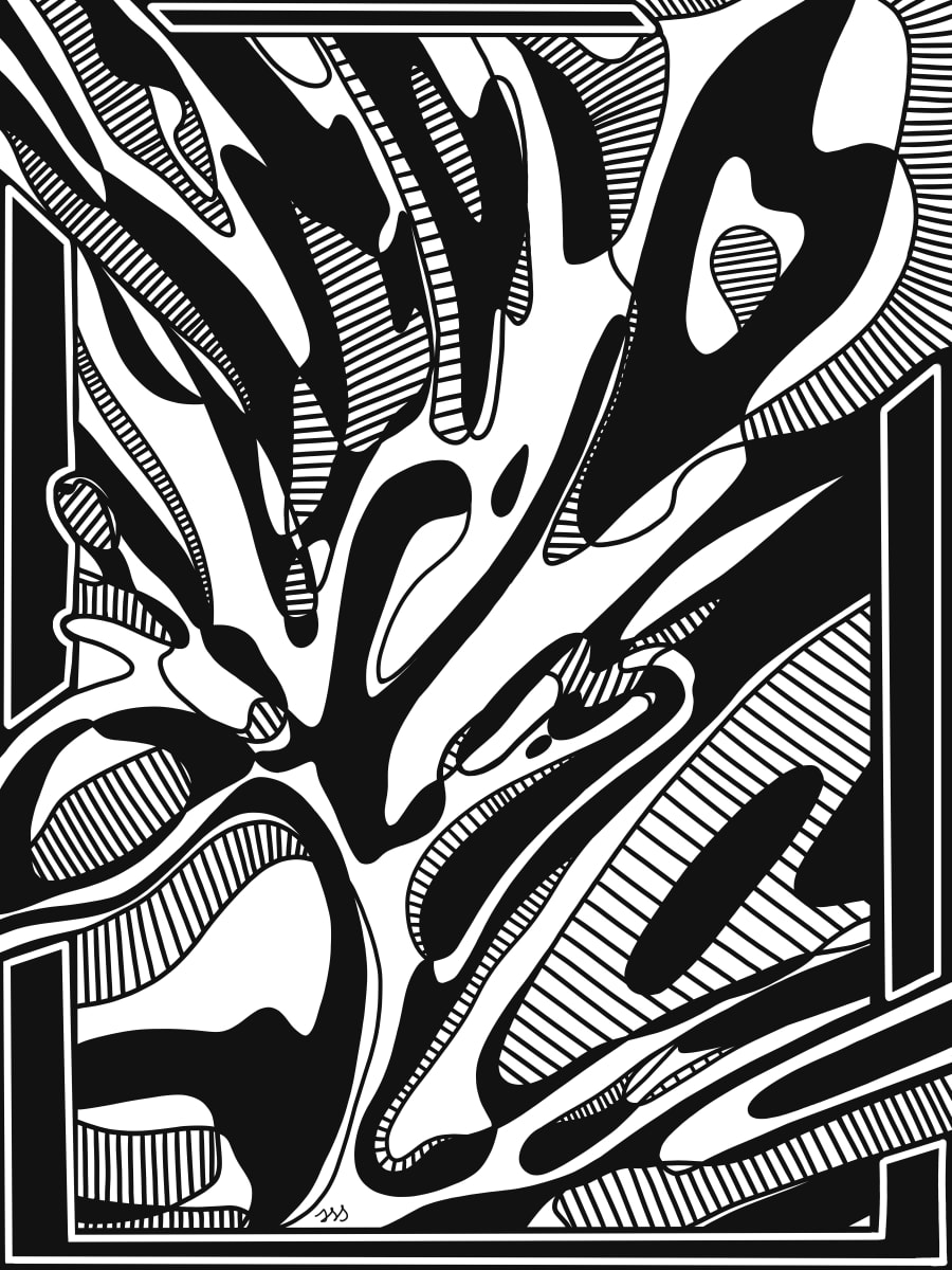 Push by Rising Moon Studio  Image: Original drawing by Taylor Schiffer-Jander. Acrylic pen on Legion Stonehenge white 250gsm paper, mounted to cradle board, sealed, varnished then framed. Artwork is signed and ready to hang.
