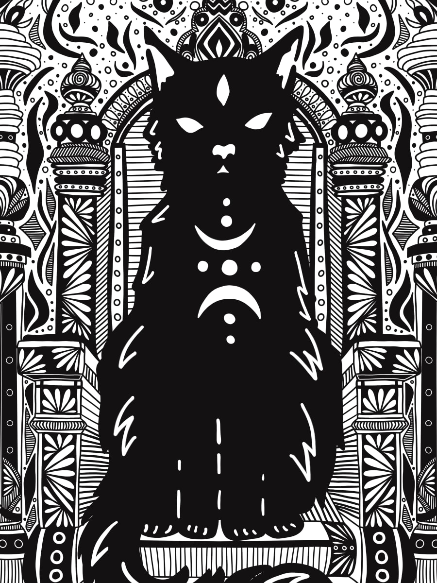 Throne by Rising Moon Studio  Image: Original drawing by Taylor Schiffer-Jander. Acrylic pen on Legion Stonehenge white 250gsm paper, mounted to cradle board, sealed, varnished then framed. Artwork is signed and ready to hang.