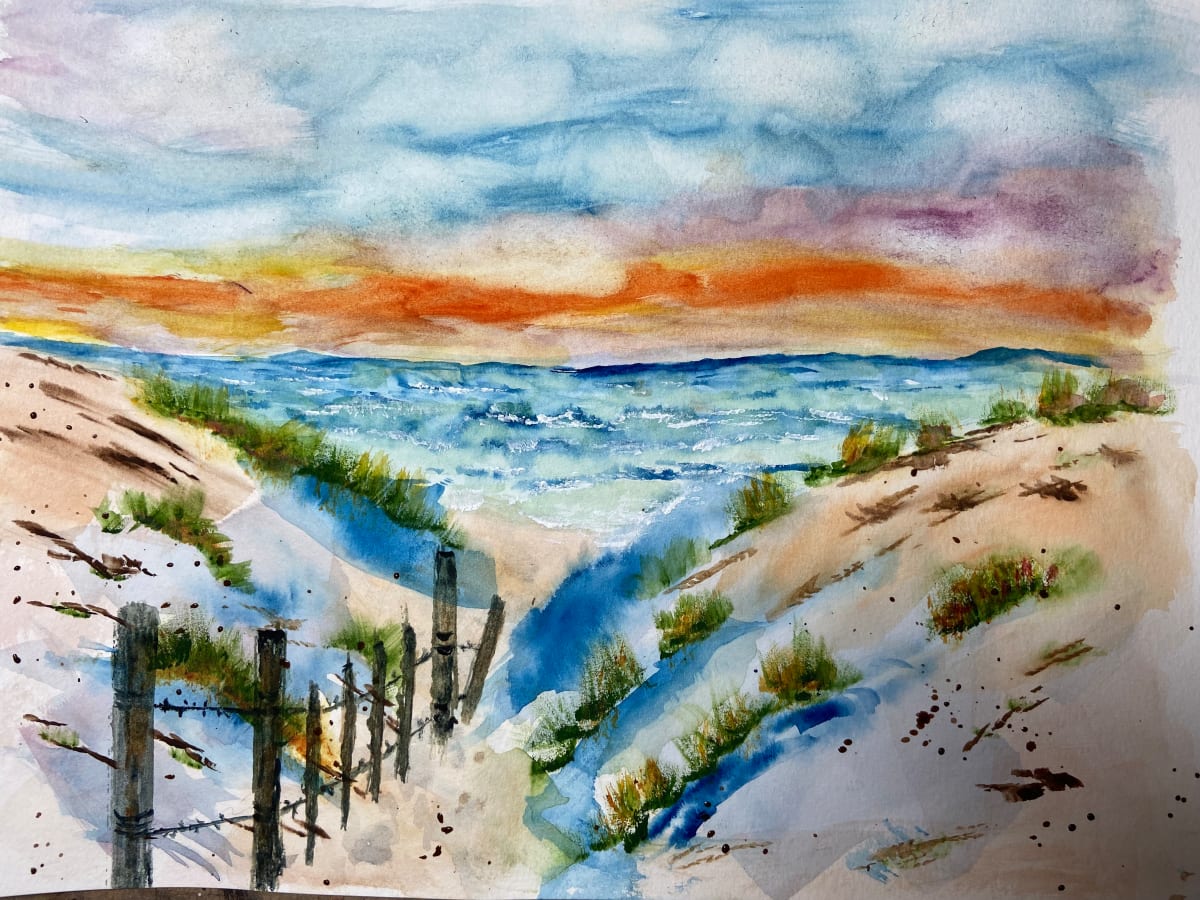 Footprints by Denise Mineau  Image: Framed original and ready to hang