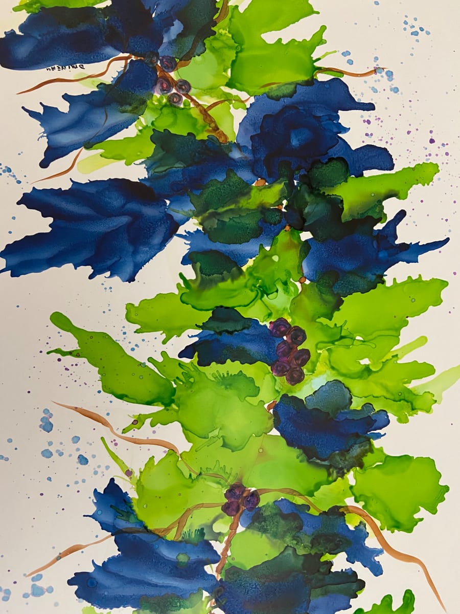 Blue Vine by Denise Mineau  Image: Framed original ready to hang