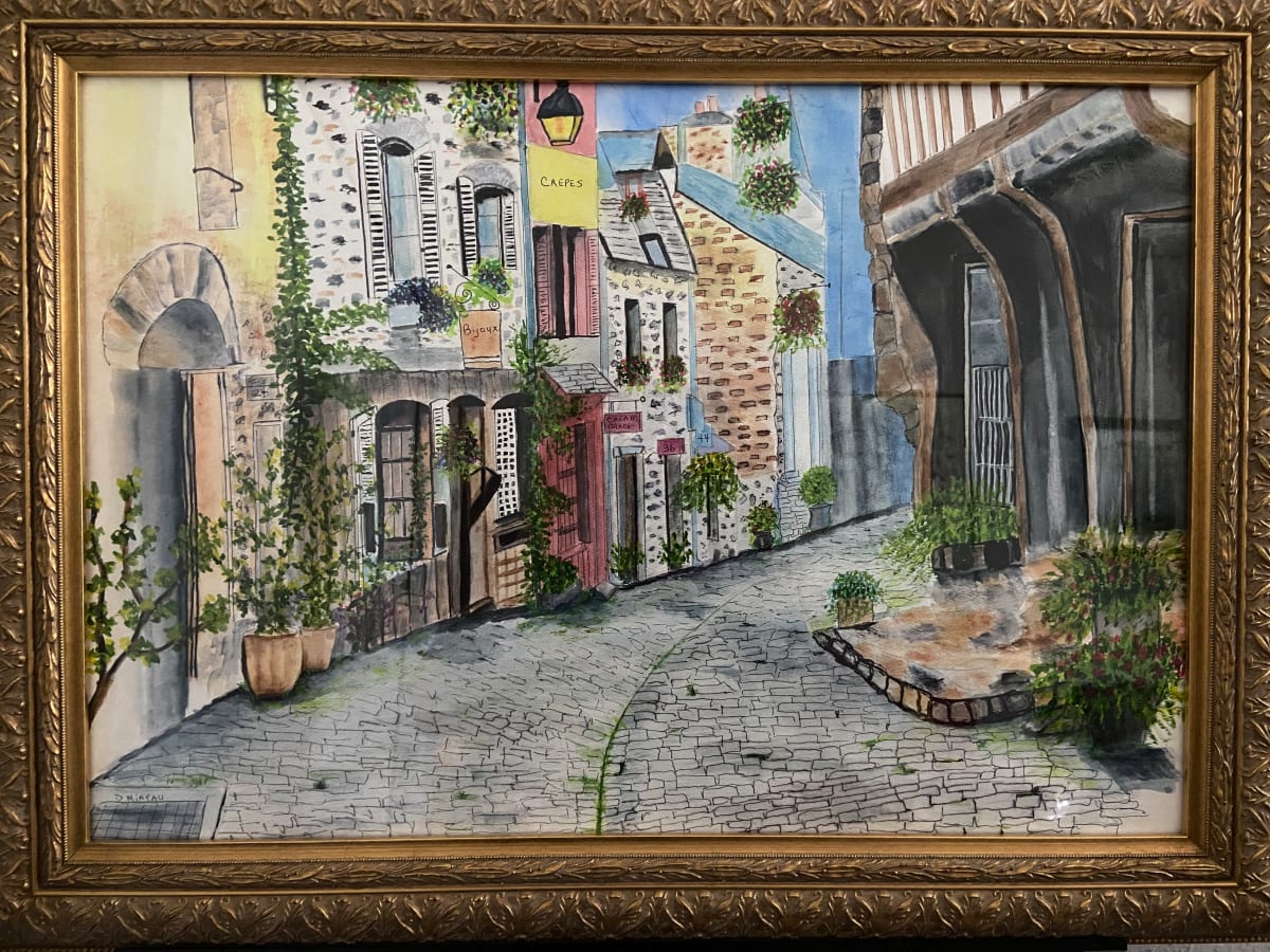 Old Quebec City by Denise Mineau  Image: Framed and ready to hang