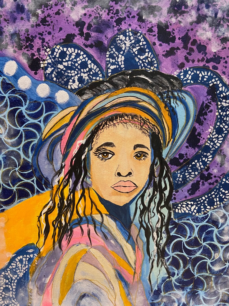 Jabari "Brave One" by Denise Mineau  Image: Mixed Media painting on gallery wrapped canvas. The painting is sealed and ready to hang.