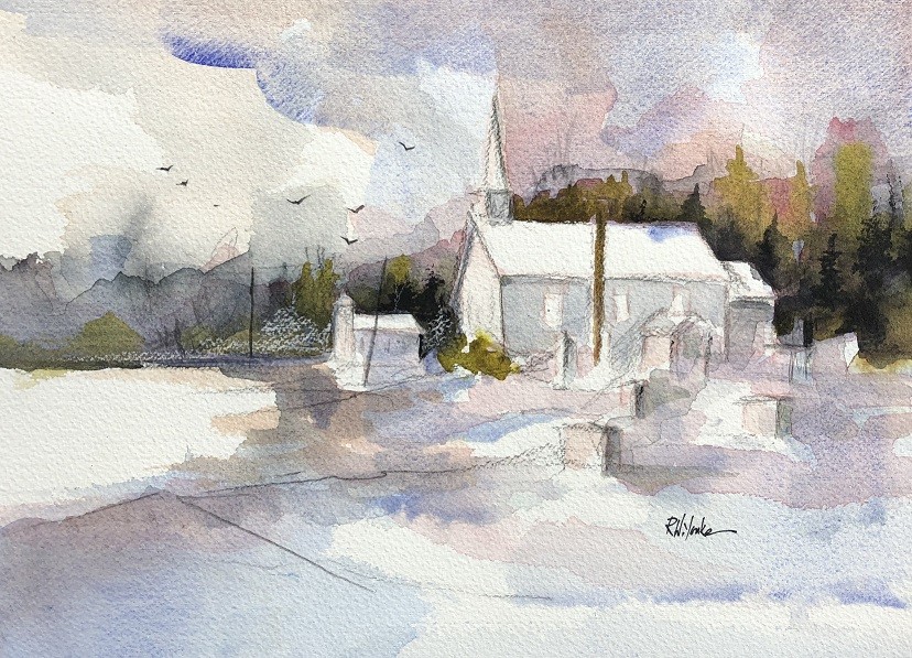 Winter Twin Churches by Robert Yonke 